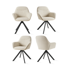 (Beige Fabric, Set of 4) Goeurvant Swivel Dining Chairs