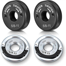 4 Pcs 5/8-11 Angle Grinder Flange Nuts No Wrench Required Quick Release Locking Kit Silver D-Ring Knurled Arbor Nut