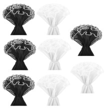 8PCS Flower Wrapping Mesh Paper,11 Inch X 4 Yard Wavy Pearl  Wrinkled Flower Bouquet Packaging Mesh Florist Supplies