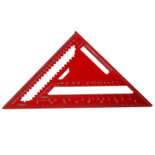 [Precision Ruler] 12-Inch Red Aluminum Alloy Triangle Ruler Durable Metal Construction, Angle Finder and Metric Scale