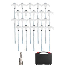 Set van 20 Stevige Tentstokken met Schroefbevestiging, 20 cm GrondAnkers met Schroefbevestiging, Metalen Stokken met Inbussleutel en Opbergdoos