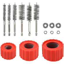 Juego de Cepillos para Limpieza de Tuberías de Cobre para Taladro: Cepillos para Tubos de 1/2", 3/4" y 1" con Cerdas de Acero Inoxidable. Apto para