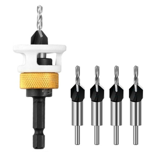 Countersink Drill Bit with Adjustable Depth Stop Collar Fit for Furniture Making 8mm