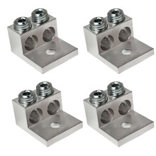 4 Terminales de Cable de Aluminio Dobles de Calibre 2/0, Bloque de Tierra de Doble Clasificación, Terminal Mecánico de Cable Doble