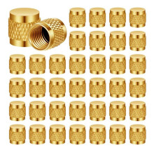 1/4 Flare Cap, Refrigeration Service Valve Cap Valve Core Remover,Round Brass W/Neoprene O Seal 100 Pcs