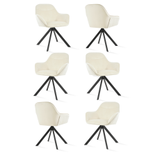 (Ivory Fabric, Set of 6) Goeurvant Swivel Dining Chairs
