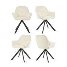 (Ivory Fabric, Set of 4) Goeurvant Swivel Dining Chairs