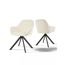 (Ivory, Set of 2) GOEURVANT Swivel Dining Chairs - Velvet