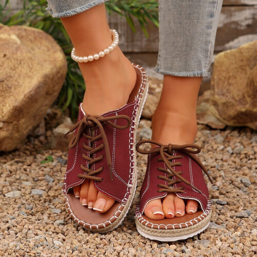 Γυναικείες Casual Flat Παντόφλες Willtoo με Στρογγυλή Δάχτυλη και Μποέμ Λουράκι για το 1