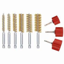 9 Stuks 1/2 Inch 3/4 Inch 1 Inch Koperen Pijpreiniger voor Boormachine, Buisreinigingsborstel, met Koperen Draadboringborstels