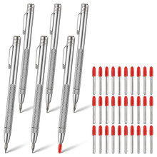 6 Pcs Tungsten Carbide Tip Scriber with 30 Replacement Marking Tip Aluminium Magnet Carbide Scribe Tool Engraving Pen