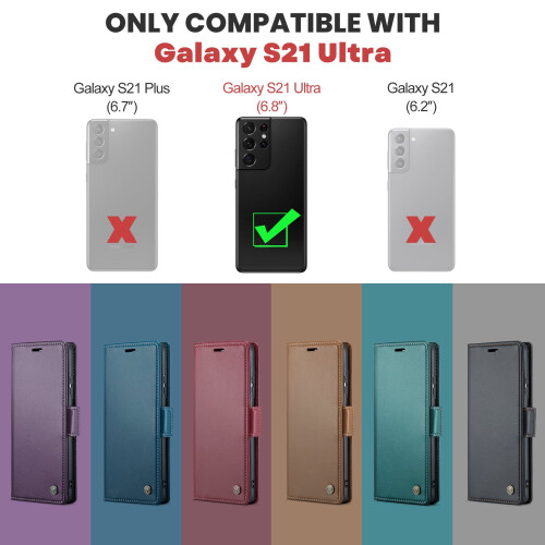 Δερμάτινη θήκη CaseMe για Samsung Galaxy S21Ultra – RFID Blocking, μαγνητικό κούμπωμα, βάση στήριξης, 2