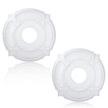 2 Stück PU-Deckenmedaillon, Dekoratives Deckenventilator-Medaillon für Leuchten, Deckenventilatoren, Kronleuchter, 12 Zoll Außendurchmesser