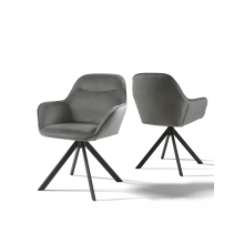 (Dark Grey, Set of 2) Goeurvant Swivel Dining Chairs