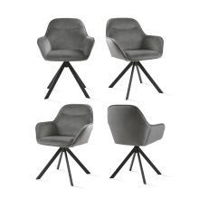 (Dark Grey, Set of 4) Goeurvant Swivel Dining Chairs