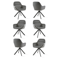 (Dark Grey, Set of 6) Goeurvant Swivel Dining Chairs