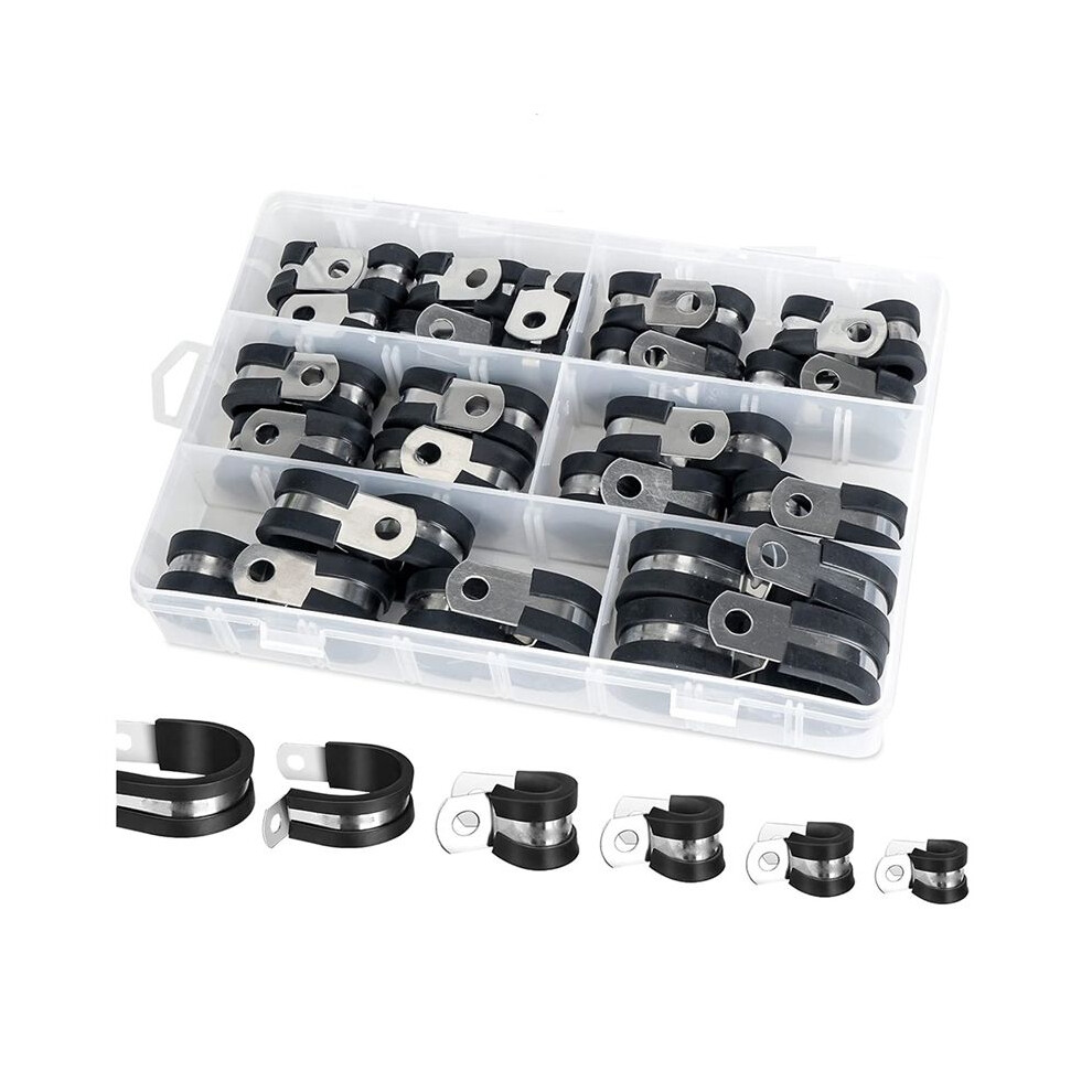 Photos - Tap / Valve / Fitting Jojomino 42PCS Cable Clamps Set - Rubber Cushioned 304 Stainless Steel Hose/ Loop/ Pipe Clamps in 6 Sizes 
