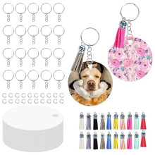 60 Pcs Metal Sublimation Keychain Blanks Bulk,Sublimation Ornament Blanks Key Chain,Double Sided Sublimation Blanks B