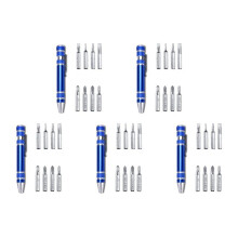 Ensemble de 5 Tournevis à Stylo en Alliage D'Aluminium de Type Stylo Tournevis à Main Bleu