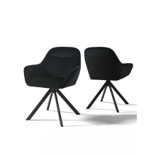 (Black, Set of 2) Goeurvant Swivel Dining Chairs