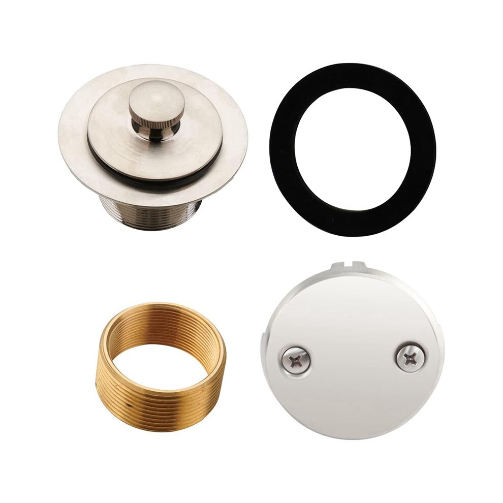 Turn Tub Drain Trim Kit With Two-Hole Overflow Faceplate, Universal Fine/Coarse Thread Replacement For Bathtubs 6032848725238