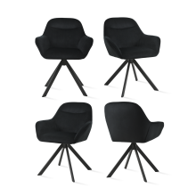 (Black, Set of 4) Goeurvant Swivel Dining Chairs