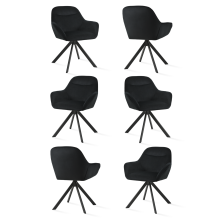 (Black, Set of 6) Goeurvant Swivel Dining Chairs