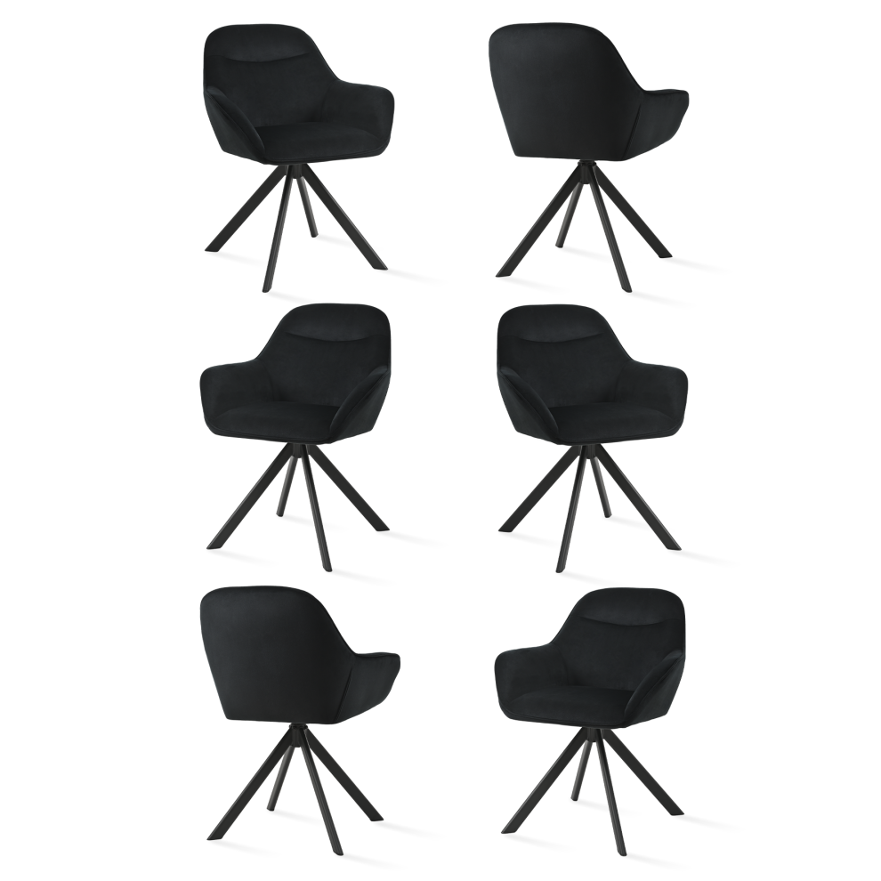 Photos - Chair  Velvet Swivel Dining , Office s with Ergonomic Backrests - GOEURVANT Black DM1370(Black, Set of 6)