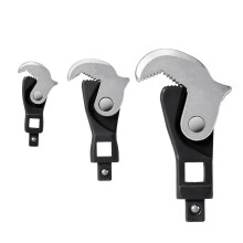 Self-Adjusting Crowfoot Wrench Set - 3-Piece Kit Fits 1/4", 3/8", 1/2" Drives, Covers 5-32mm,