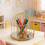 Wrought Iron Birdcage Stand Gold 10x8in 4