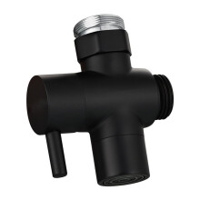 Messing Wasserhahn Umleitungsventil für Küchenspülen Wasserhahn Ventilverteiler mit Belüfter Spülschlauchanschluss M22 zu M24 Schwarz