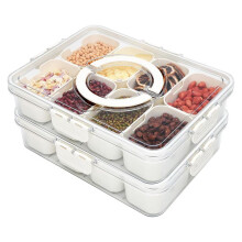Snack Tray with Lid and Handle for Portable Snack Platters, Fruit Platters,Clear Snack Containers Ideal, 2 Pcs