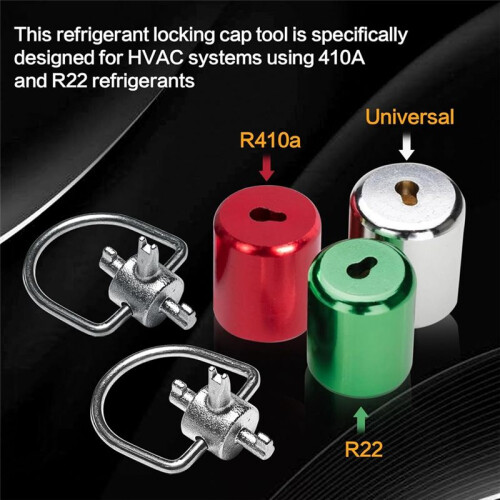 HVAC Tools Locking Cap Keys 2-Pack for R22 and 410A Refrigerants,Multi-Function Triple Key Tool for Vacuum Caps HVAC Key