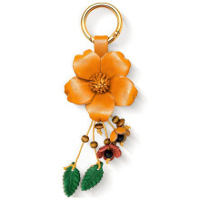 PU Leather Leaf Flower Tassel Keychain Boho Accessories Cute Keychains for Women Wallet Bag Purse Ring Pendant Charms