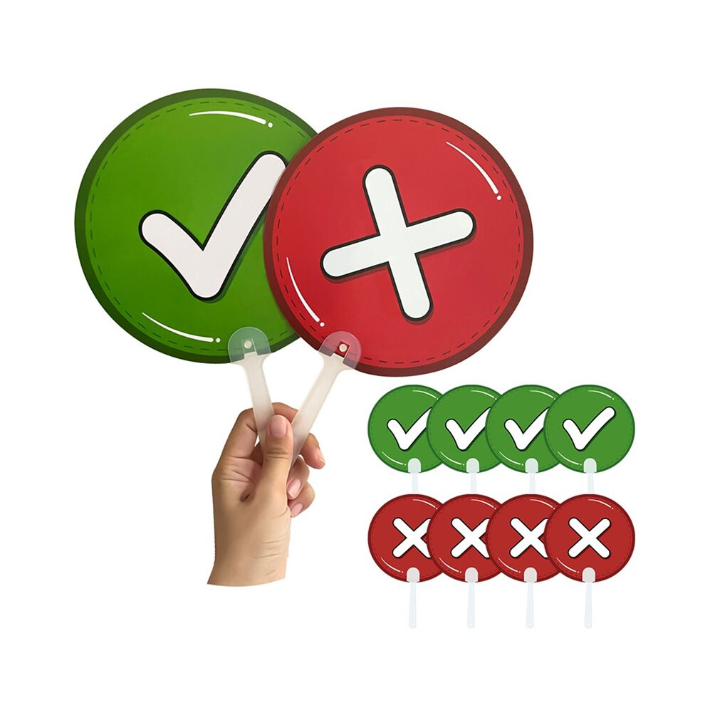 Double-Sided Correct & Wrong Handheld Signs Paddle For Classroom Activity Competition Scoring Voting Paddles Teaching 4713108645771