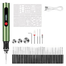 Stylo à Graver Rechargeable USB, -Outil Rotatif pour le Bricolage, la Bijouterie et le Modélisme - Vert