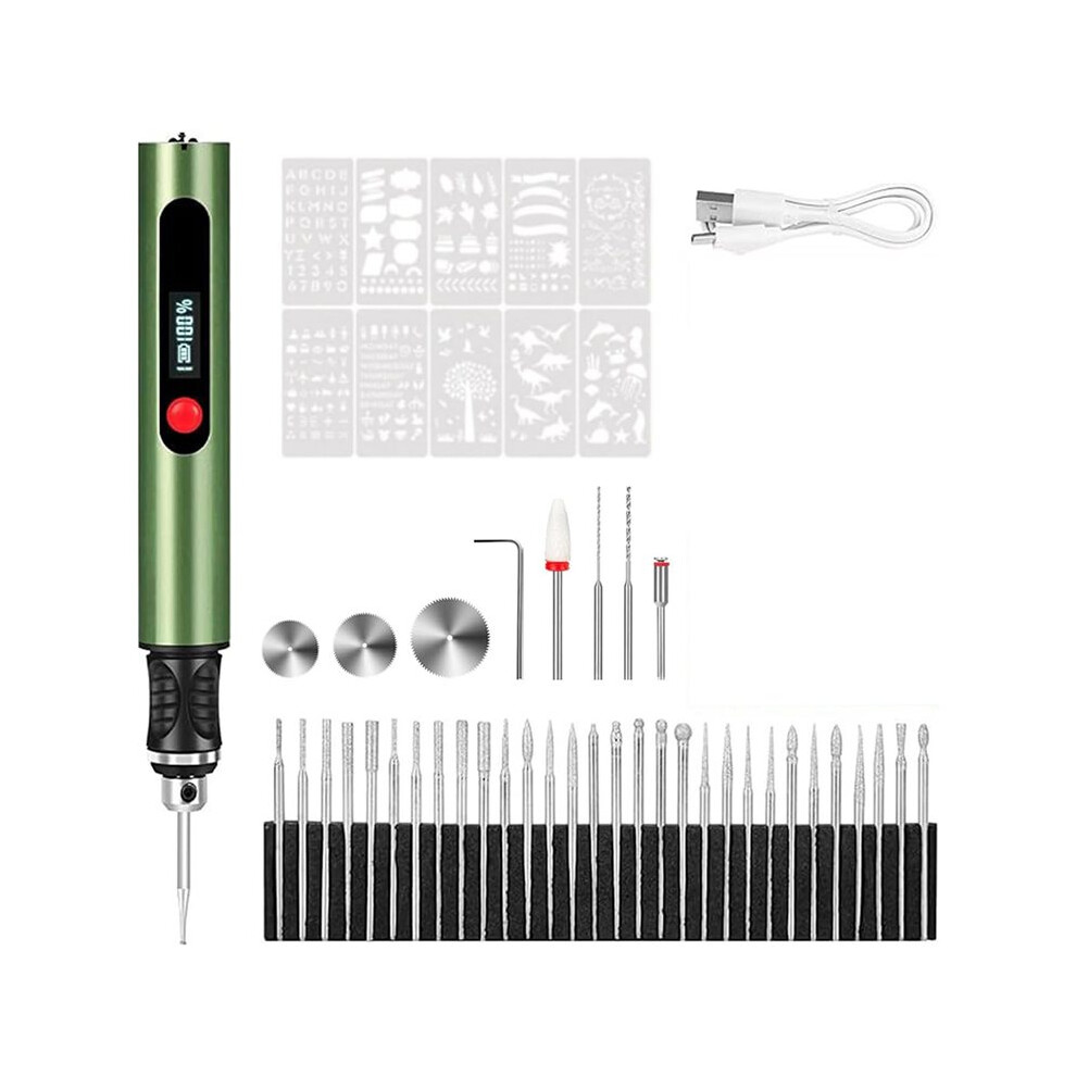 Usb Rechargeable Engraving Pen, Rotary Tool Kit For Diy, Jewelry, Model Making - Green 6031281826267