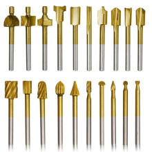 Lot de 20 Fraises Rotatives HSS à Revêtement Titane pour le Travail Du Bois, la Gravure et le Perçage, avec Tige de 3,2 mm (1/8 Pouce)