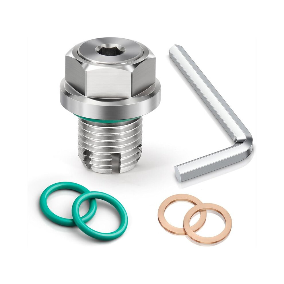 M12-1.5 X 15Mm Oversize Piggyback Oil Drain Plug, Stainless Steel Self Tapping Oil Pan Thread Repair Kit 6032894293071