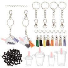 176-Teiliges Set Basteln Schlüsselanhängern in Form Von -Bechern, Einschließlich Blanker Anhänger für -Becher, Bubble-Tea-Anhänger und