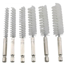 6PCS 8-19mm Drill Wire Brush Hexagonal Rod Deburring Pipe Brush Set Nylon 1/4 Inch Drill Cleaning Wire Brush