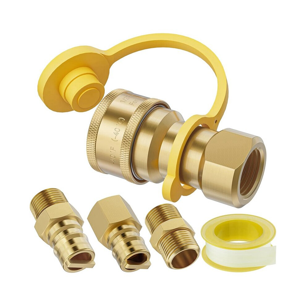 Photos - Other Bathroom Accessories 1/2 Inch Natural Gas Quick Connect Fitting Set, Propane Quick Connect Fittings, 4 Pcs Solid Brass Kit