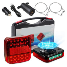 Kit de Luces LED de Remolque Inalámbricas, Recargables y Magnéticas, IP65 A Prueba de Agua, Batería de 10 H, Sincronización de 30 M