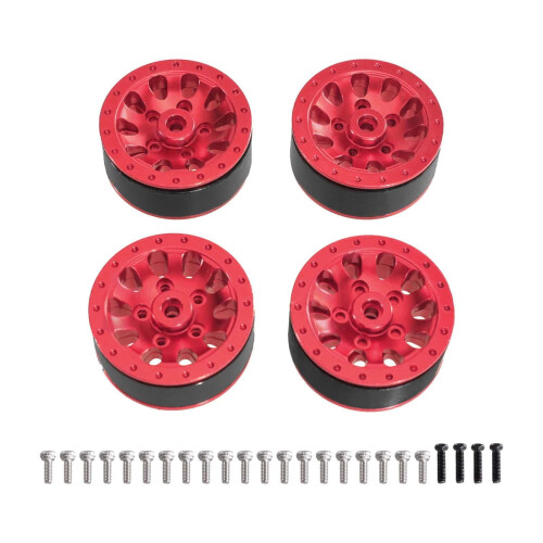 RC Car Wheels 1/12 1/16 Scale 4 Pieces Red 1