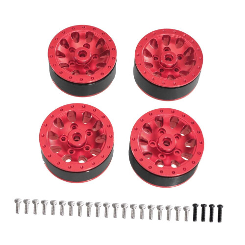 RC Car Wheels 1/12 1/16 Scale 4 Pieces Red 2