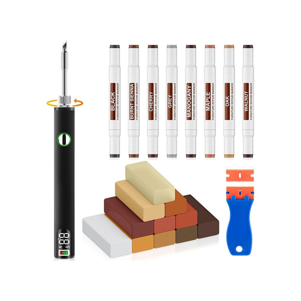 Vinyl Floor Repair Kit With Upgraded Heat Pen,11 Colors Hardwood Wax 8 Colors Dual Tip Furniture Touch Markers 4713332079182