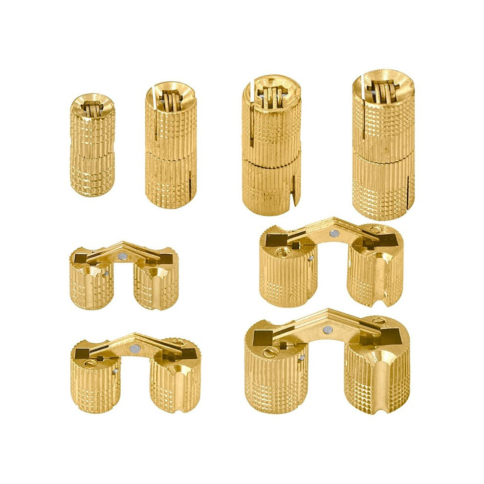 8Pcs Brass Hinges Hidden Set, 8Mm/10Mm/12Mm/14Mm Invisible Hinge, 180 Degree Opening Angle 4714139924057