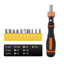 Magnetic Ratchet Screwdriver Set - , Slotted, Square, Hex Bits with Ergonomic Handle for Car and Furniture Repair