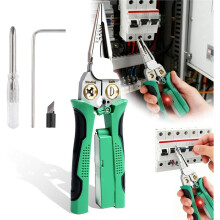 Wire Crimper Stripper with Voltage Detector & Dual Alarms, Heavy Duty 12-250V Tester for Electrician, HVAC & Car Repair