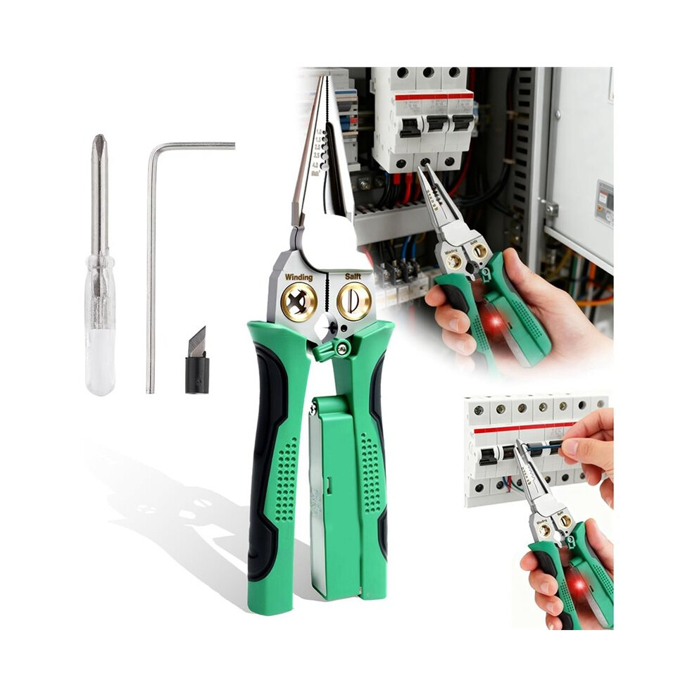 Wire Crimper Stripper With Voltage Detector & Dual Alarms, Heavy Duty 12-250V Tester For Electrician, Hvac & Car Repair 6031795056471